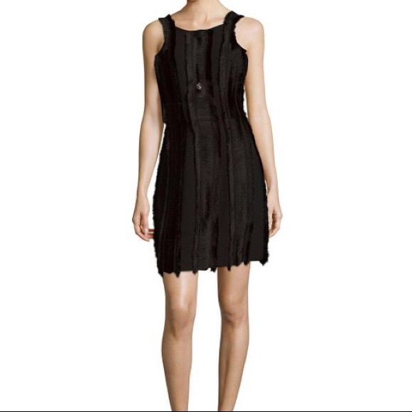 Black Sandro Rogee Fringe Dress Size 3/L - Picture 1 of 6